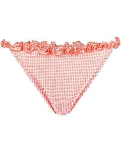 Emporio Armani Check-print Bikini Bottoms - Pink