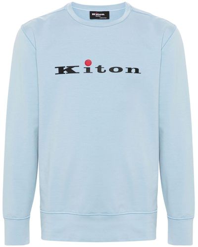 Kiton Rubberised-logo sweatshirt - Blu