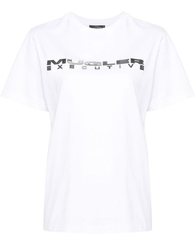 Mugler Executive T-Shirt mit Logo-Print - Weiß