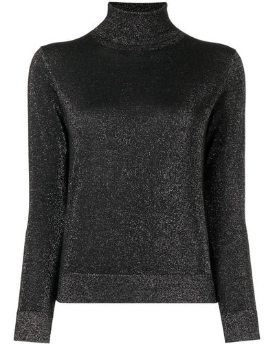 N.Peal Cashmere メタリック タートルネック プルオーバー - ブラック