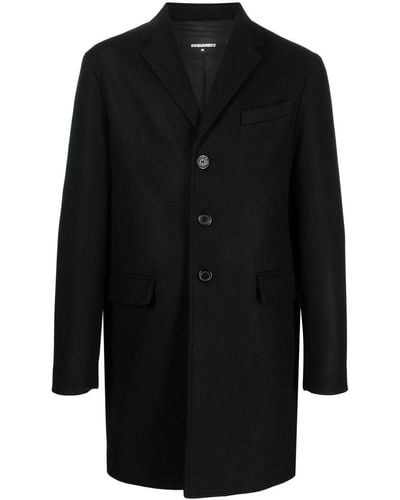 DSquared² Black Virgin Wool Blend Coat