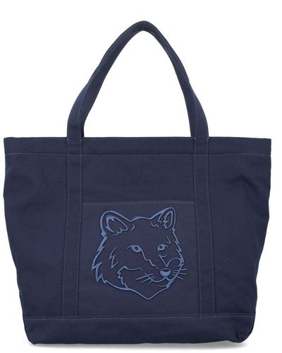 Maison Kitsuné Bolso shopper Fox Head grande - Azul