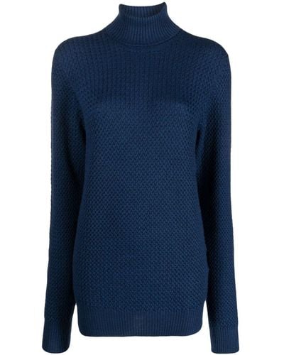 Fileria Roll-neck Virgin Wool Sweater - Blue