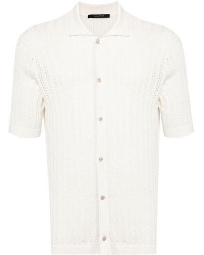 Tagliatore Jesse Pointelle-Knit Polo Shirt - White