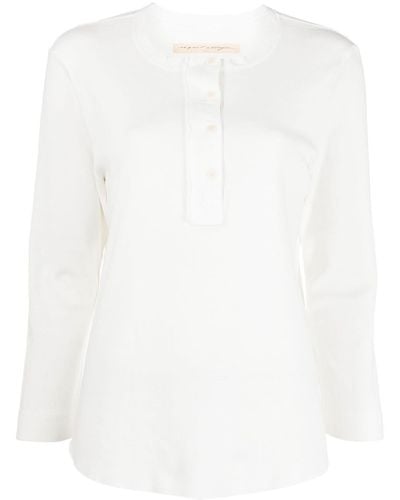 Raquel Allegra T-shirt Henley a maniche lunghe - Bianco