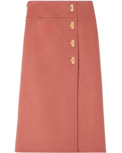 St. John Clasp-fastening Wool-cashmere Skirt - Pink