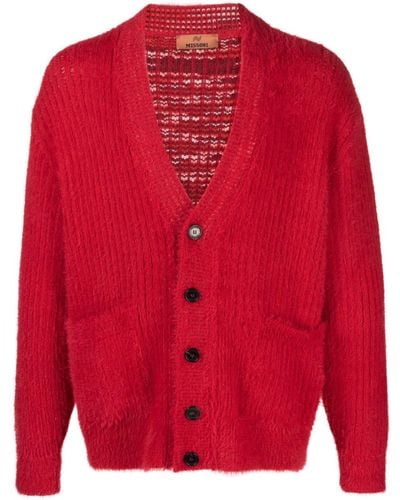 Missoni Ribbed-knit Brushed Cardigan - Red