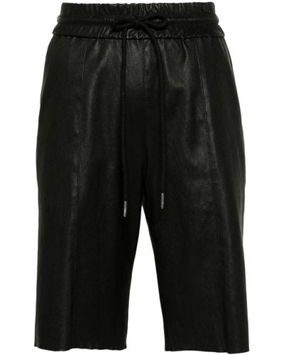 SPRWMN Drawstring Leather Shorts - Black