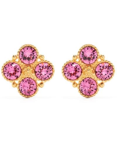 Kenneth Jay Lane Crystal-embellished Faceted-finish Earrings - Pink