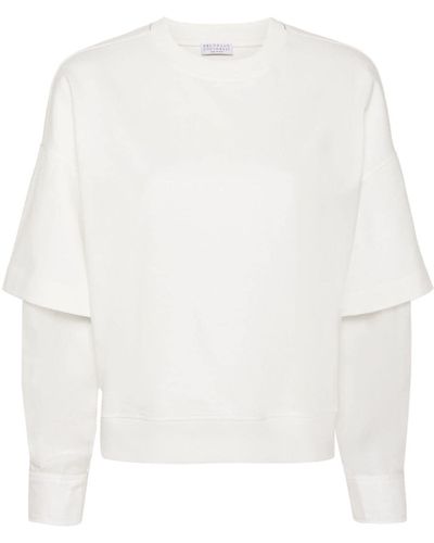 Brunello Cucinelli Monili-chain Layered Sweatshirt - White