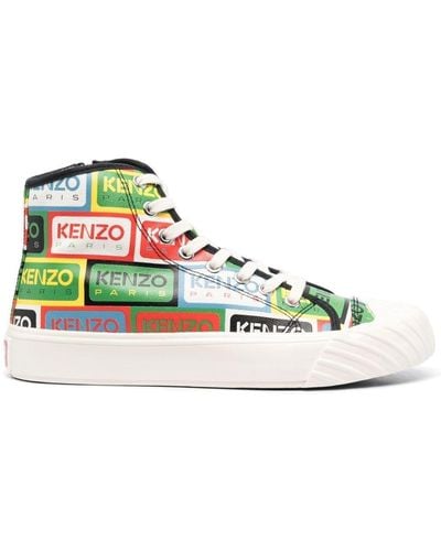 KENZO Logo-print High-top Sneakers - Green