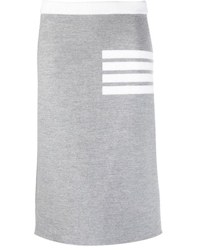 Thom Browne A-line Merino Wool Midi Skirt - Gray