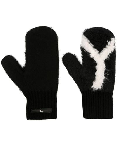 Y-3 Logo-patch Faux-shearling-trim Gloves - Black