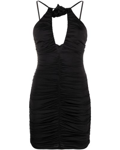 Noire Swimwear Mini-jurk Met Bloemenpatch En Ruches - Zwart