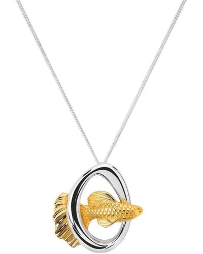 TANE MEXICO 1942 Fish Vermeil Small Pendant Necklace - Metallic