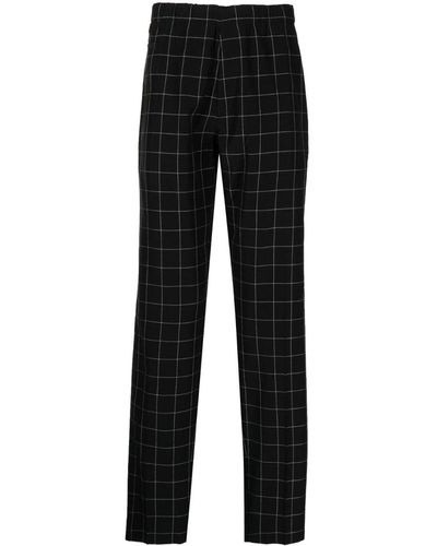 Undercover Check-pattern Silk-blend Pants - Black