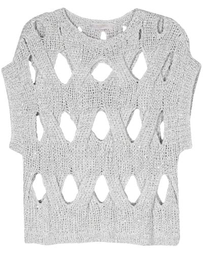 Antonelli Sequin-detail Open-knit Top - White