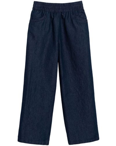 agnès b. Elasticated-waist Straight Pants - Blue
