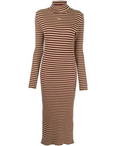 Wales Bonner Striped Roll Neck Knitted Dress - Brown