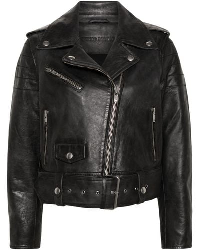 Stand Studio Icon Mc Leather Biker Jacket - Black