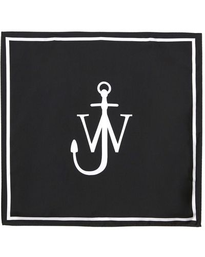 JW Anderson Foulard en soie à logo imprimé - Noir