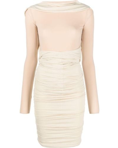 MM6 by Maison Martin Margiela Long-sleeve Ruched Dress - Natural