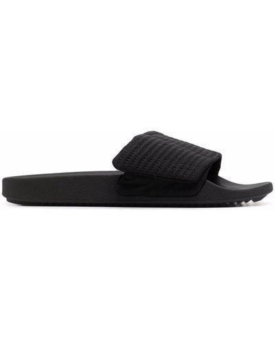 Rick Owens Canvas Touch-strap Piped Slides - Black