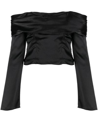 Reformation Niri Off-shoulder Silk Top - Black