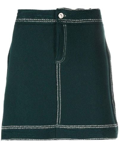 Barrie Contrasting-stitch Detail Skirt - Green