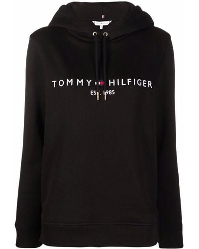 Tommy Hilfiger Logo-print Drawstring Hoodie - Black