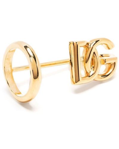 Dolce & Gabbana Logo-lettering Band Ring - Metallic