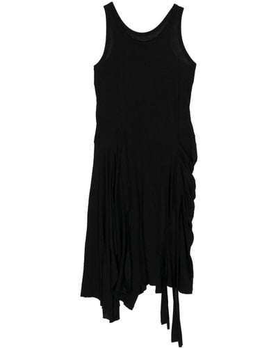 Yohji Yamamoto Vestido midi asimétrico - Negro