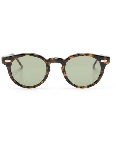 Thom Browne Lunettes de soleil rondes à effet écailles de tortue - Marron