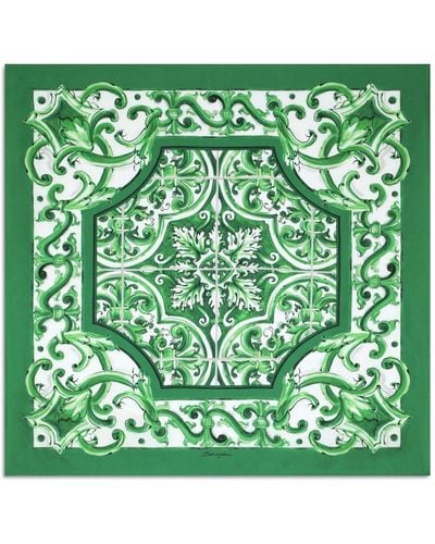 Dolce & Gabbana Majolica-print Silk Bandanna - Green