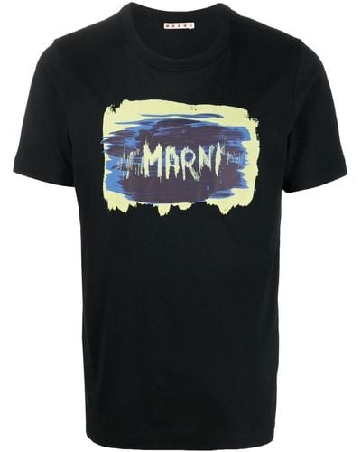 Marni Painted Logo-print T-shirt - Black