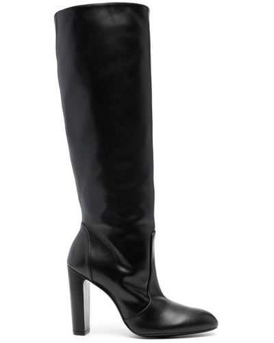 Stuart Weitzman Almond-toe 105mm Leather Boots - Black