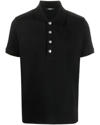 Balmain Piqué Poloshirt - Zwart
