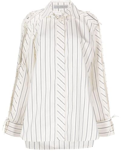 Palmer//Harding Stripe-print Lace-up Shirt - White