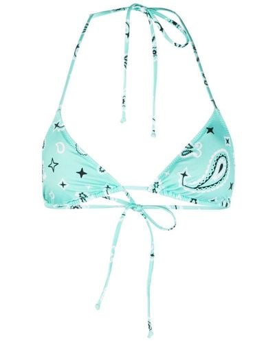 Mc2 Saint Barth Paisley-print Bikini Top - Blue