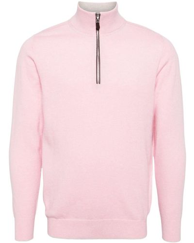 N.Peal Cashmere Cardigan con mezza zip Carnaby - Rosa