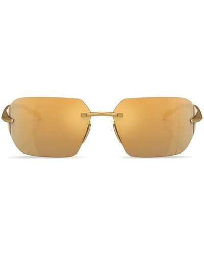 Prada Logo-engraved Frameless Sunglasses - Metallic