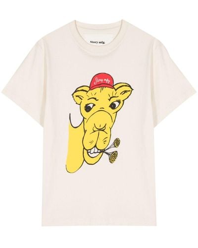 STORY mfg. T-shirt Camel - Bianco