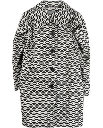 Alberta Ferretti Geometric-pattern Virgin-wool Coat - Black