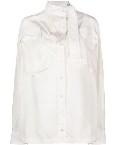 Lemaire Neck-tie Button-up Shirt - White