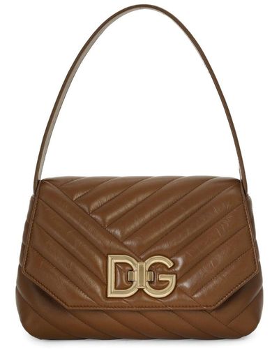 Dolce & Gabbana Logo-buckle Padded Leather Bag - Brown