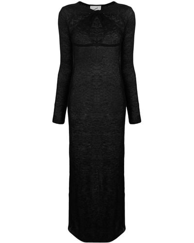 Coperni Cut-out Knitted Maxi Dress - Black