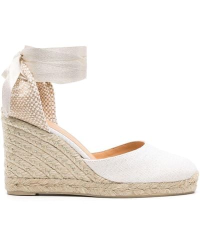 Castañer Carina 90mm Glitter Wedge Espadrilles - Natural