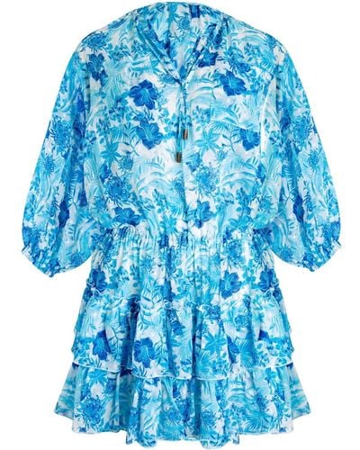 Vilebrequin Floral-print Short Dress - Blue