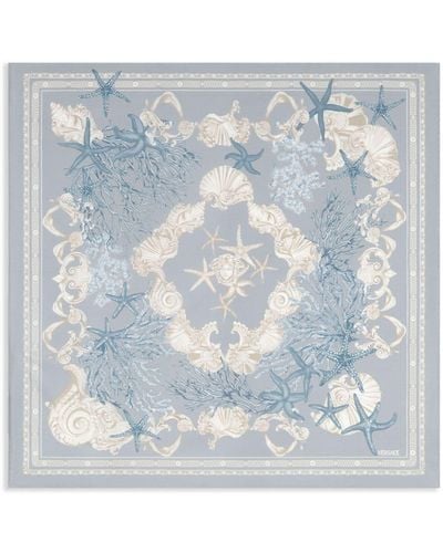 Versace Stars-print Silk Scarf - Blue