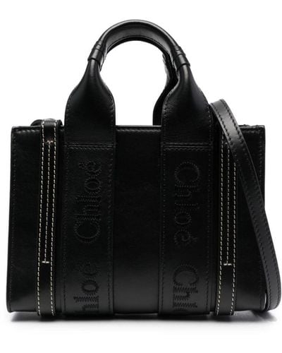 Chloé Leather Woody Mini Bag - Black